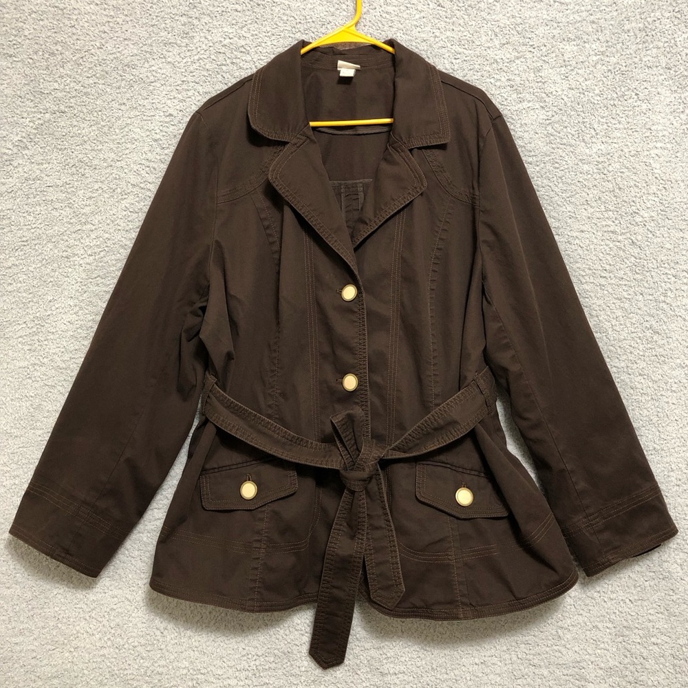 Utility Belted Jacket Size 22 Cotton Blend Casual Layer Venezia